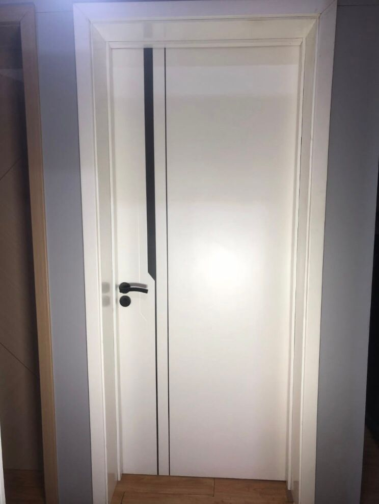Glossy White Black Stripe Interior Door — Doors
