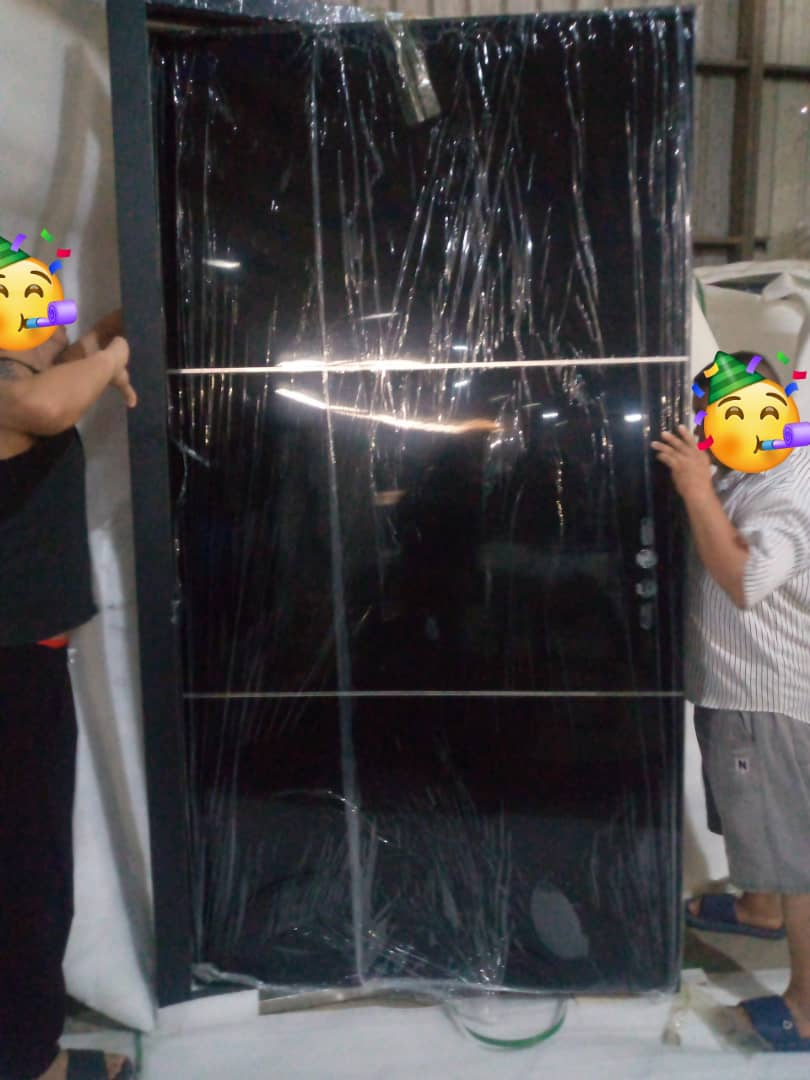 Black Glossy Modern Security Door — Doors