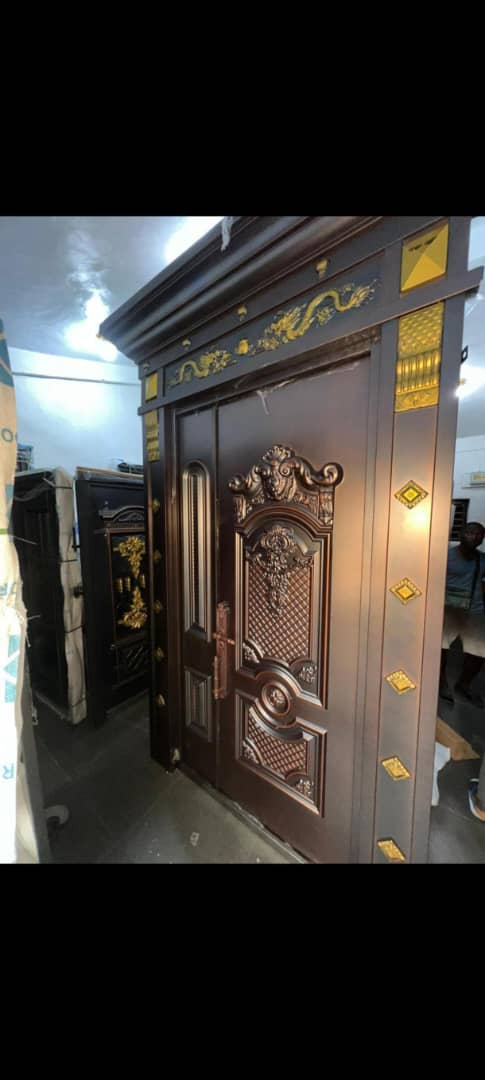 Rosewood Copper Ornate Double Door — Doors