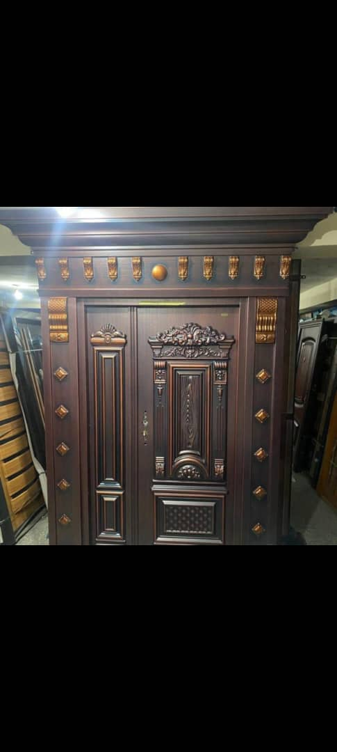 Mahogany Carved Classic Security Door — Doors