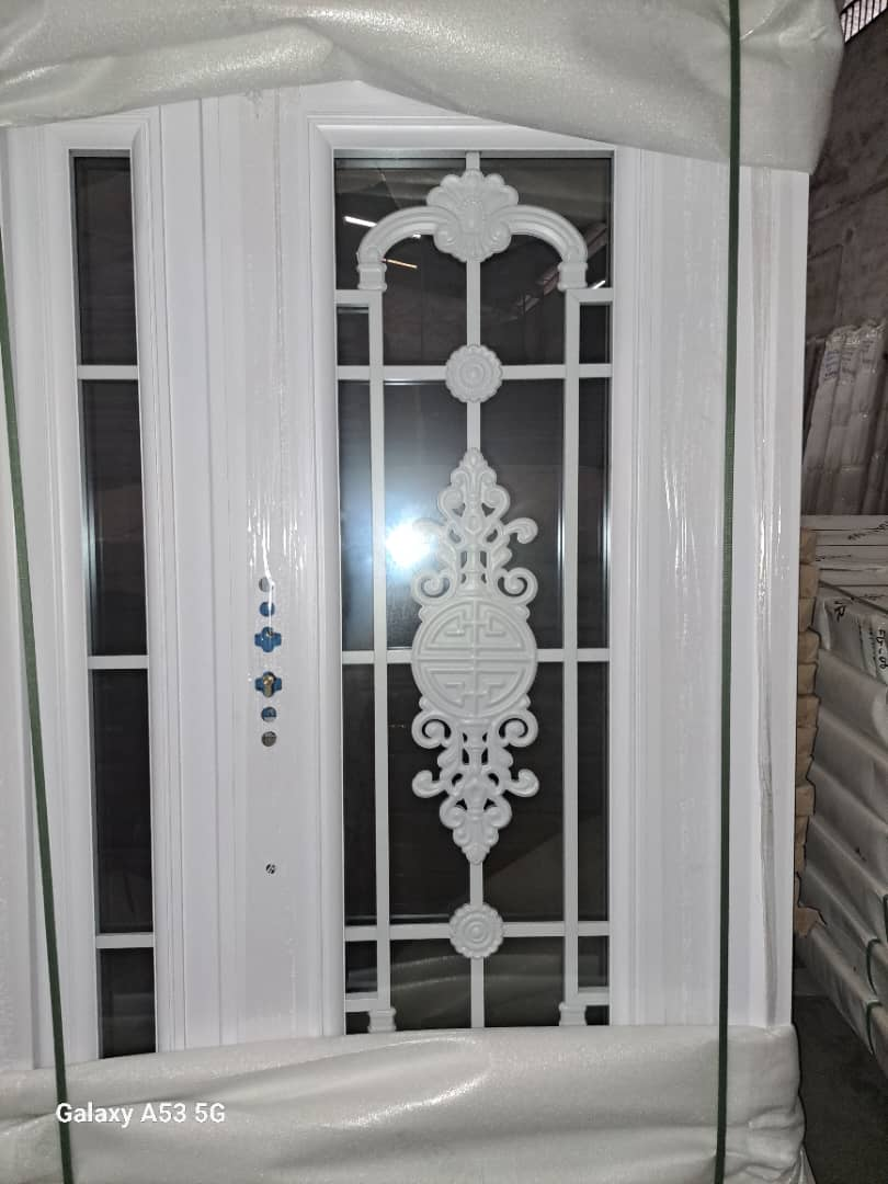 White Baroque Glass Double Entry Door — Doors