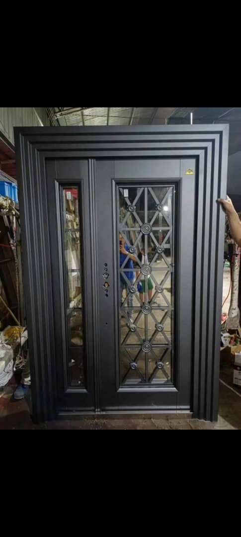 Graphite Geometric Glass Statement Door — Doors