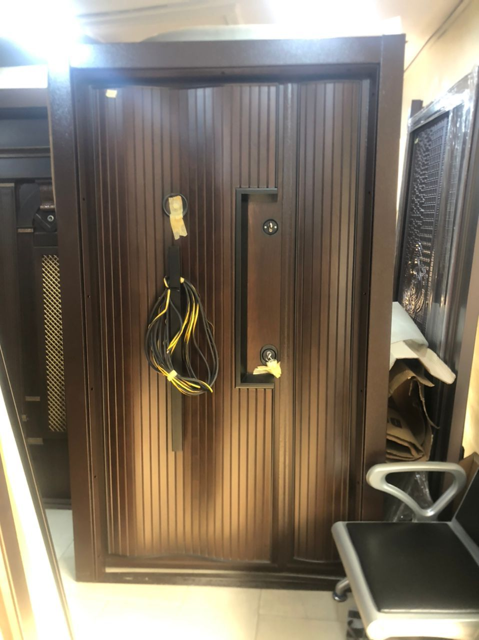 Walnut Vertical Slat Security Door — Doors