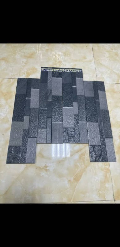 Charcoal Mixed Texture Stacked Stone 15x60 — Tiles