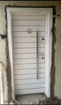 White Slatted Chrome Interior Door — Doors