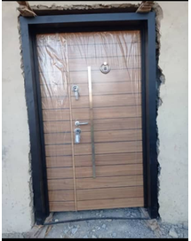 Walnut Grain Chrome Handle Door — Doors