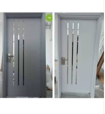 White Chrome Stripe Duo Doors — Doors