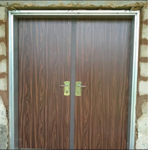 Rosewood Grain Double Entry Door — Doors