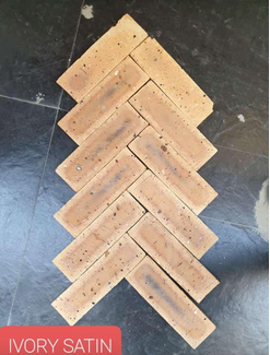 Ivory Satin Herringbone Brick — Tiles