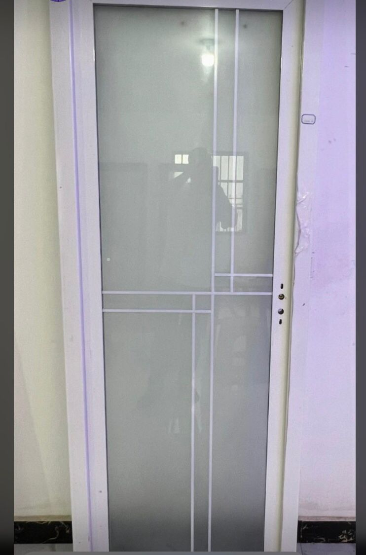 White Frosted Glass Grid Door — Doors