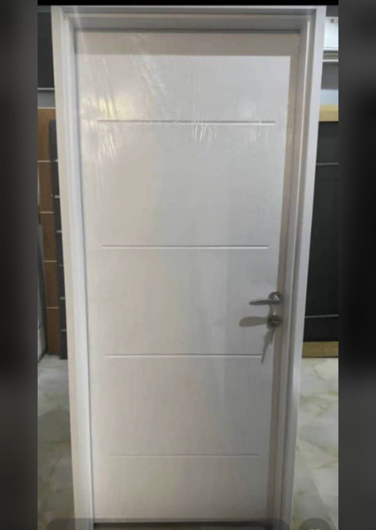 White Tri-Line Minimalist Door — Doors