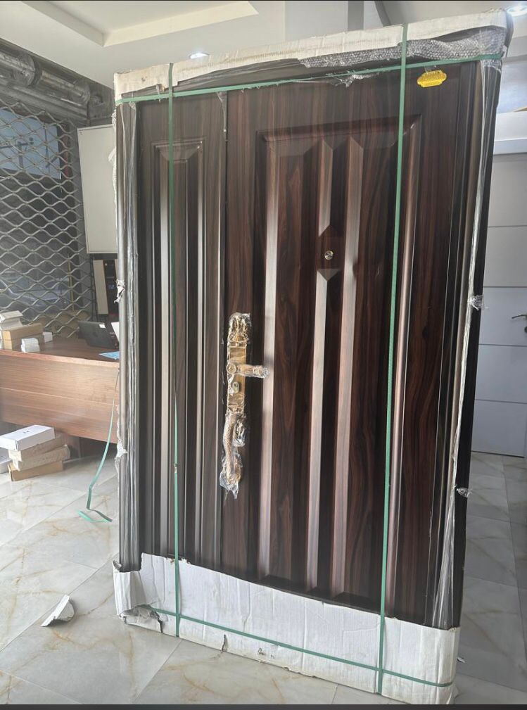 Rosewood Grain Double Security Door — Doors
