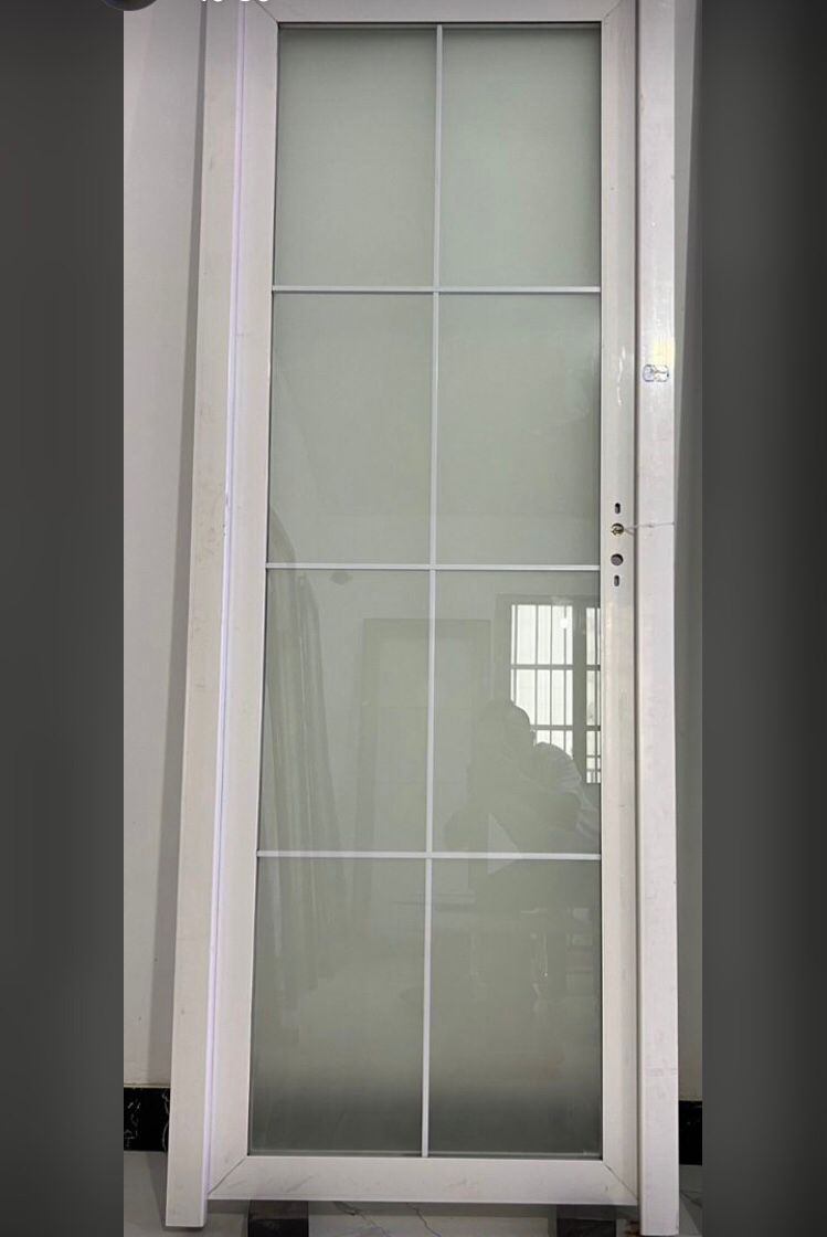 White Frosted Colonial Grid Door — Doors