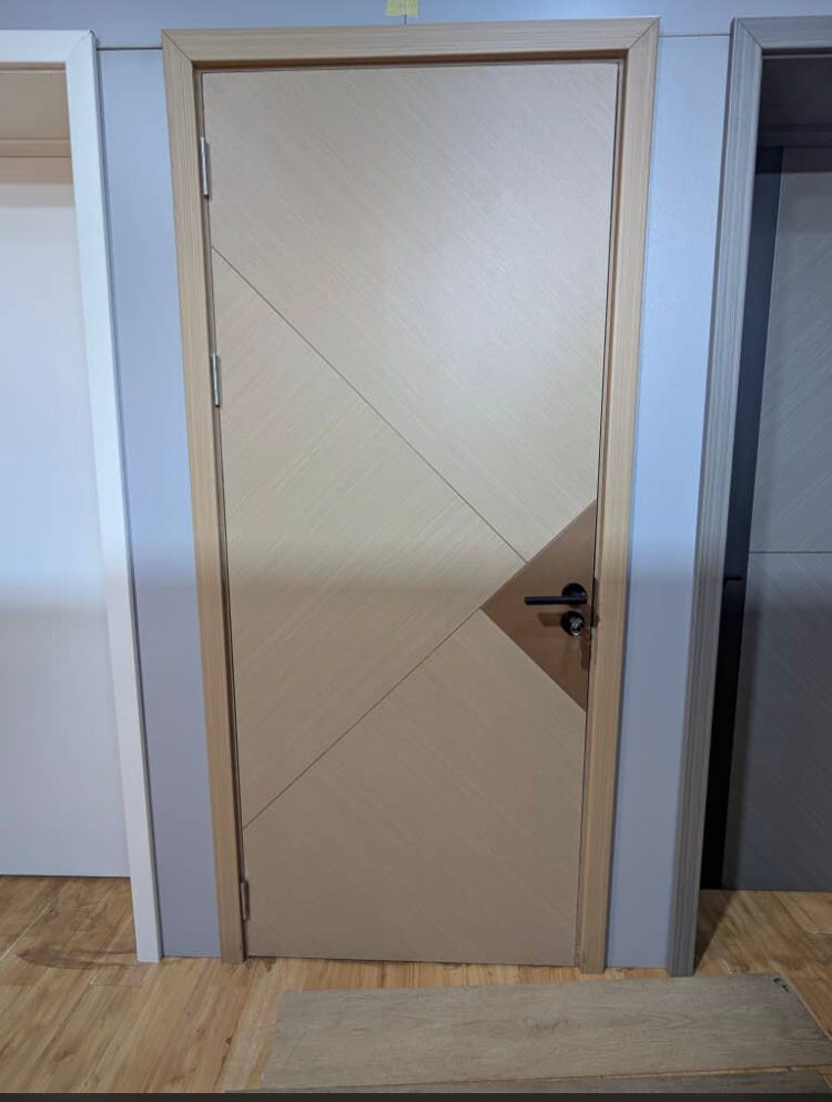 Beige Diagonal Line Interior Door — Doors